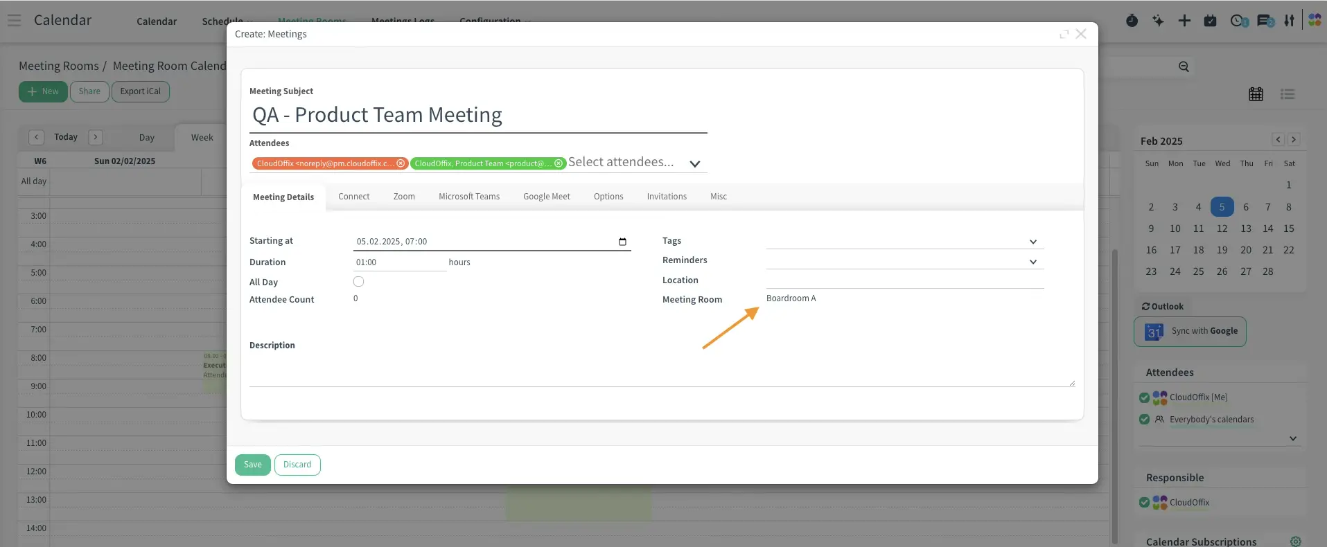 CloudOffix - Seamless Meeting Room Booking in Calendar